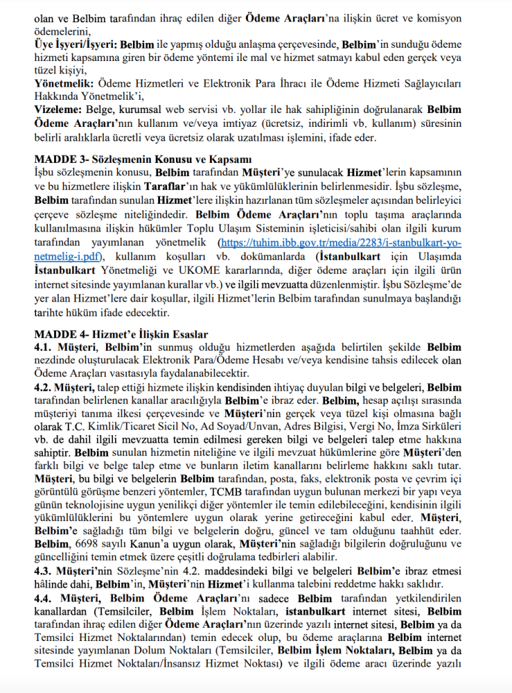 istanbulkart kullanim sozlemesi yenilendi mi yeni sozlesmede hangi maddeler guncellendi ne zaman yururluge girecek